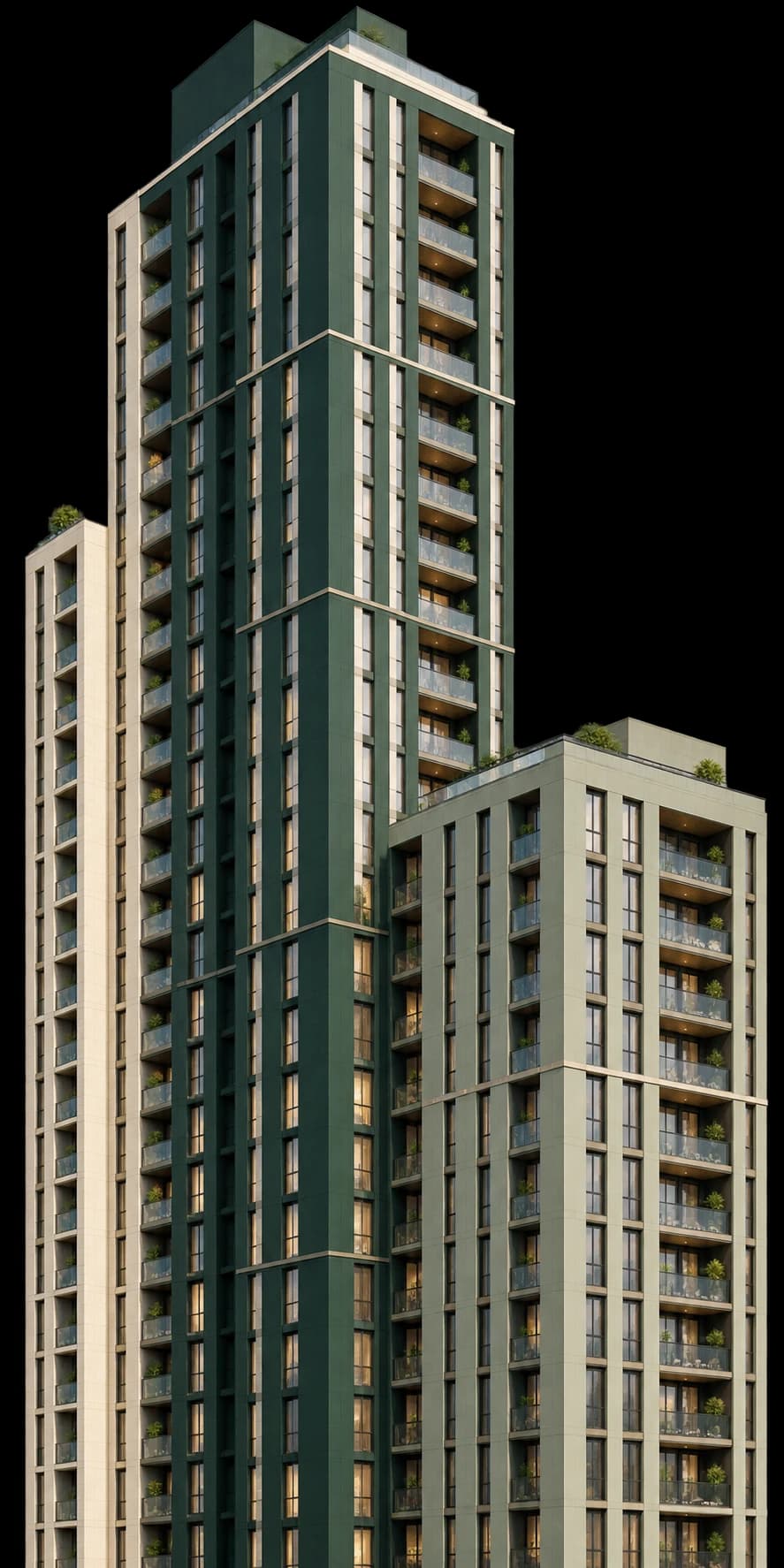 Minh họa cụm tòa căn hộ cao tầng